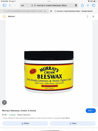 murrays cream bees wax (6oz)