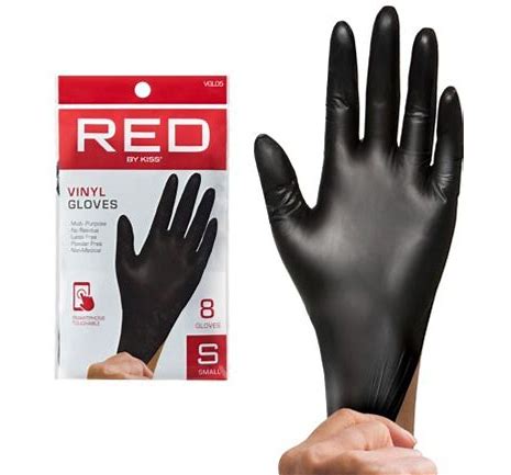 RED BLACK VINYL GLOVES 8PC XLARGE