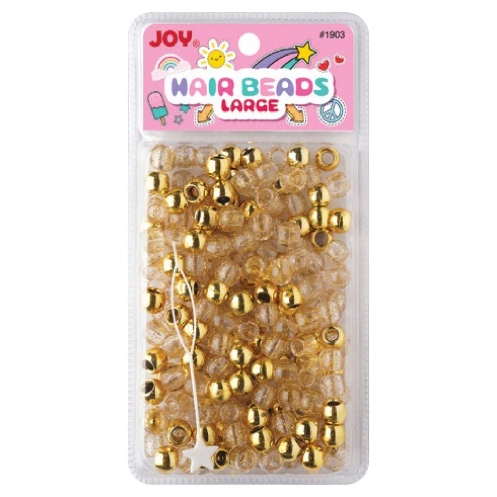 Joy hair accessories Smedium round gold and clear beads